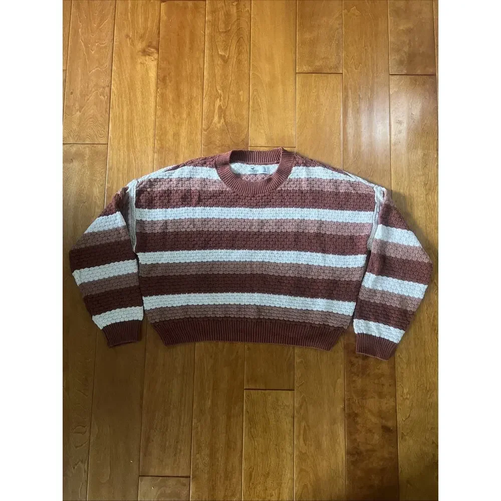 Hollister Striped Knit Sweater Size S Brown Boho Cozy Cottagecore Fall
